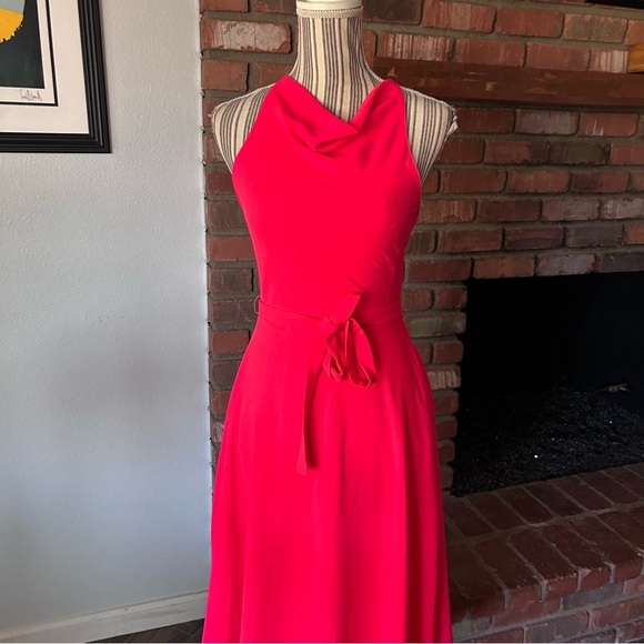 Amanda Uprichard Elondra Sleeveless Midi Dress in Electric Rouge Pink Sz XS - Picture 5 of 12